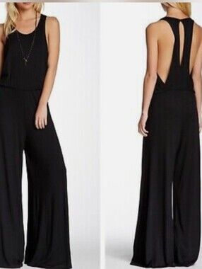 Go Couture Black Racerback Wide Leg Jumpsuit Keyhole Back Sleeveless NWOT SZ:XL